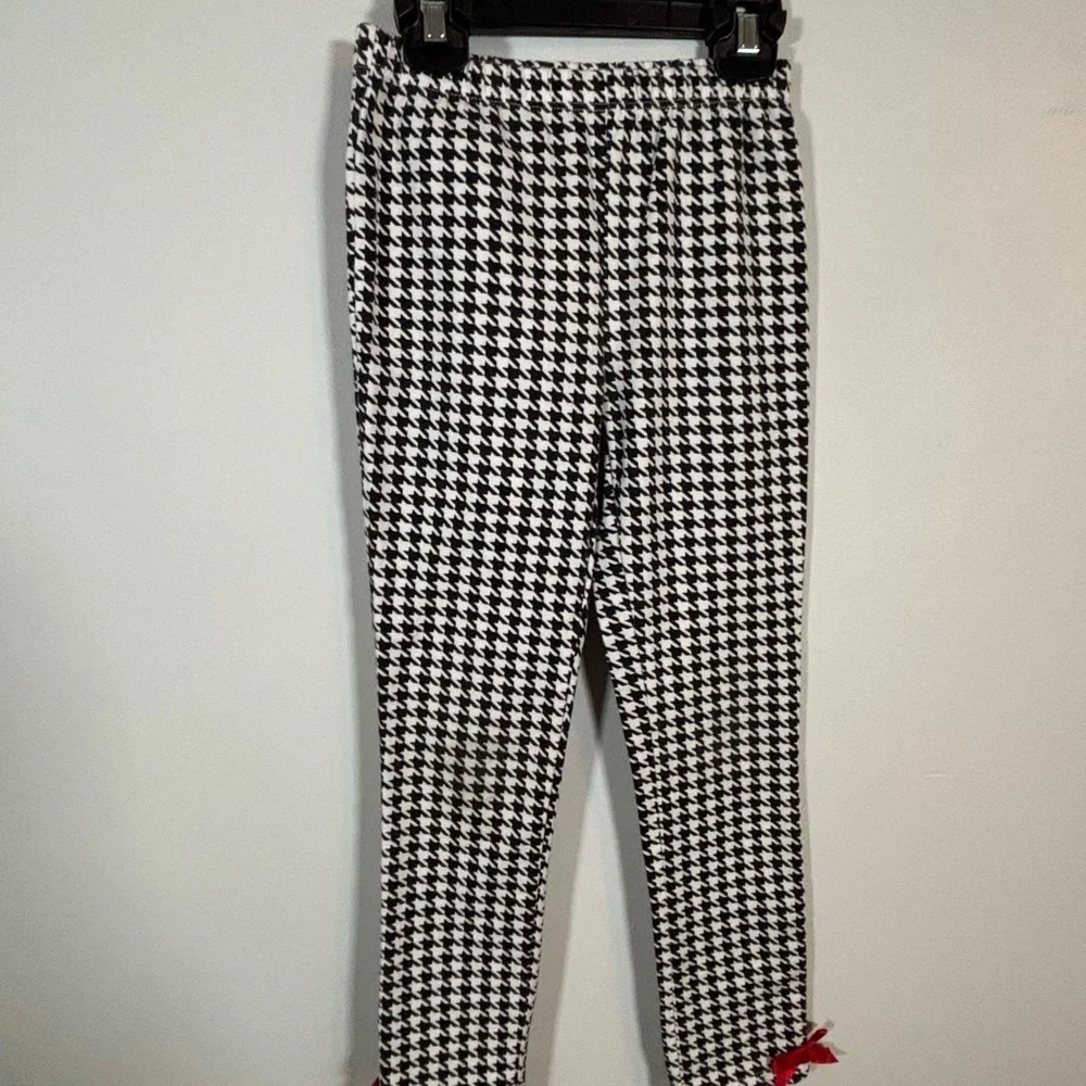 Kids Headquarters Girls 3pc Set Sz 6 Red Vest Glitter Top Houndstooth Leggings